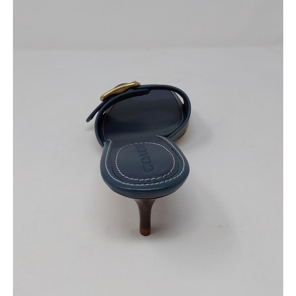 Coach Margot Dark Indigo Denim Buckle Heels Sandals Womens Size 8 - Picture 8 of 16